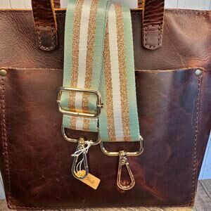 Crossbody Bag Strap Gold Mint Green Purse Strap Stripes Guitar Bag Strap NEW!